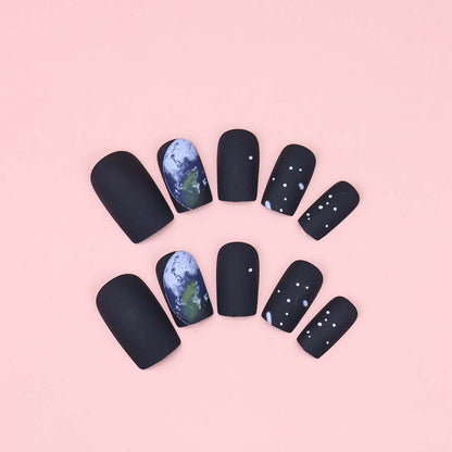 Dark blue and black graffiti nail art