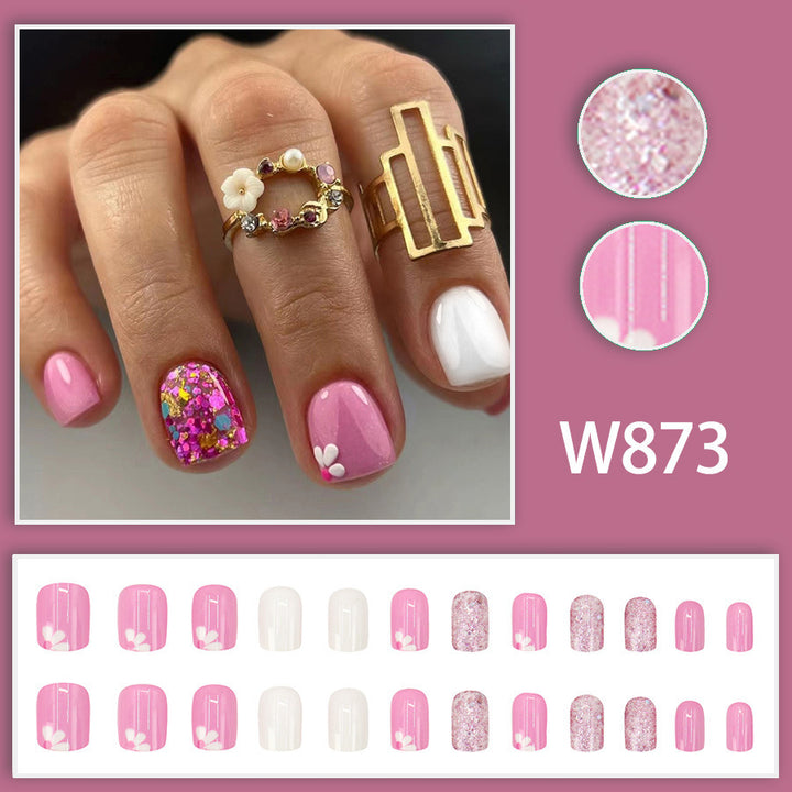 Cute pink and sweet nail decoration