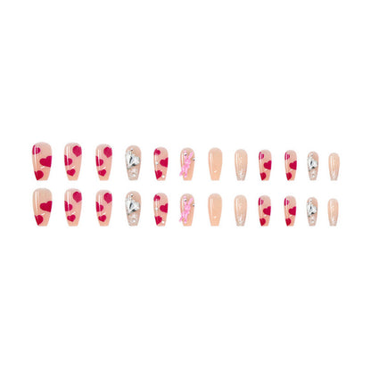 Pink rabbit glittering diamond style heart-shaped nail polish