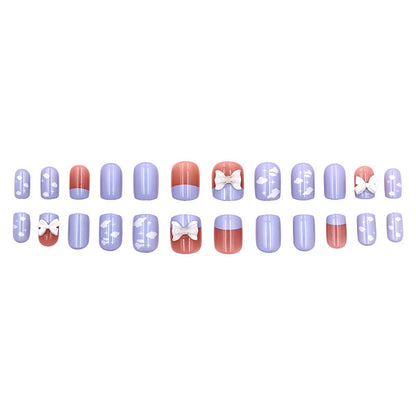 Purple gentle breeze bow-shaped nail art