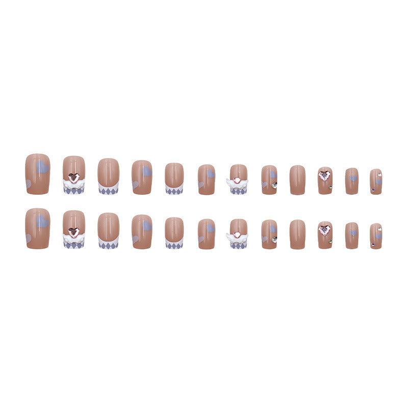 Angel Wings Pink Diamond Blue Heart Nail Art
