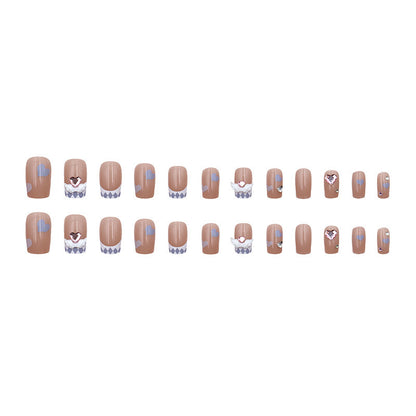 Angel Wings Pink Diamond Blue Heart Nail Art