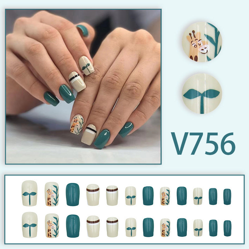 Lake green cute animal nail polish