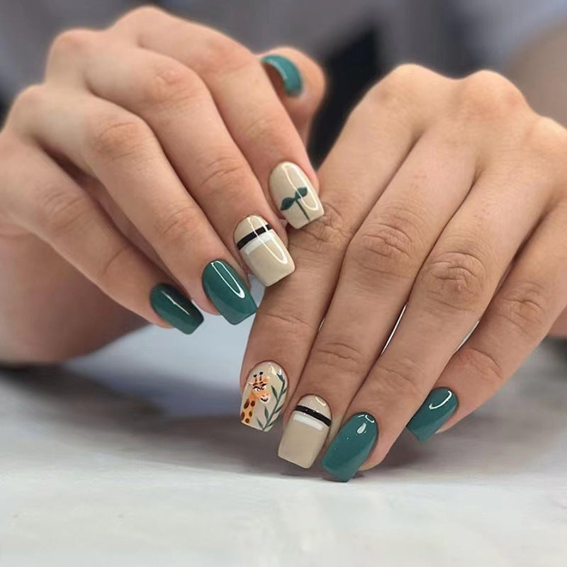 Lake green cute animal nail polish