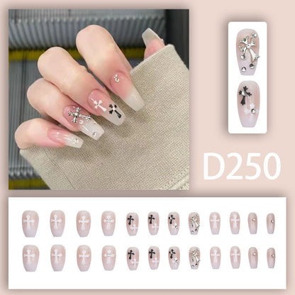 Diamond-studded flashing cross nail art