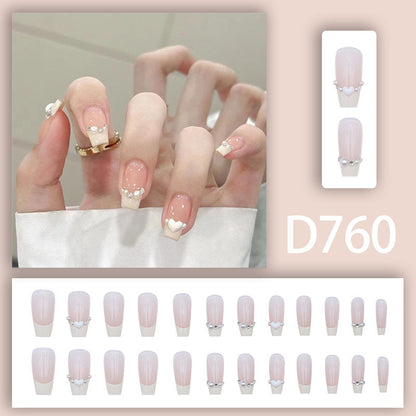 Pearl heart-shaped diamond jewelry for attaching to nails