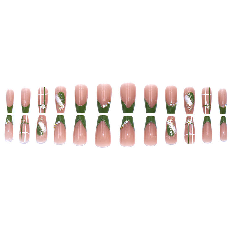 Ins-style graffiti pattern pearl flower nail art