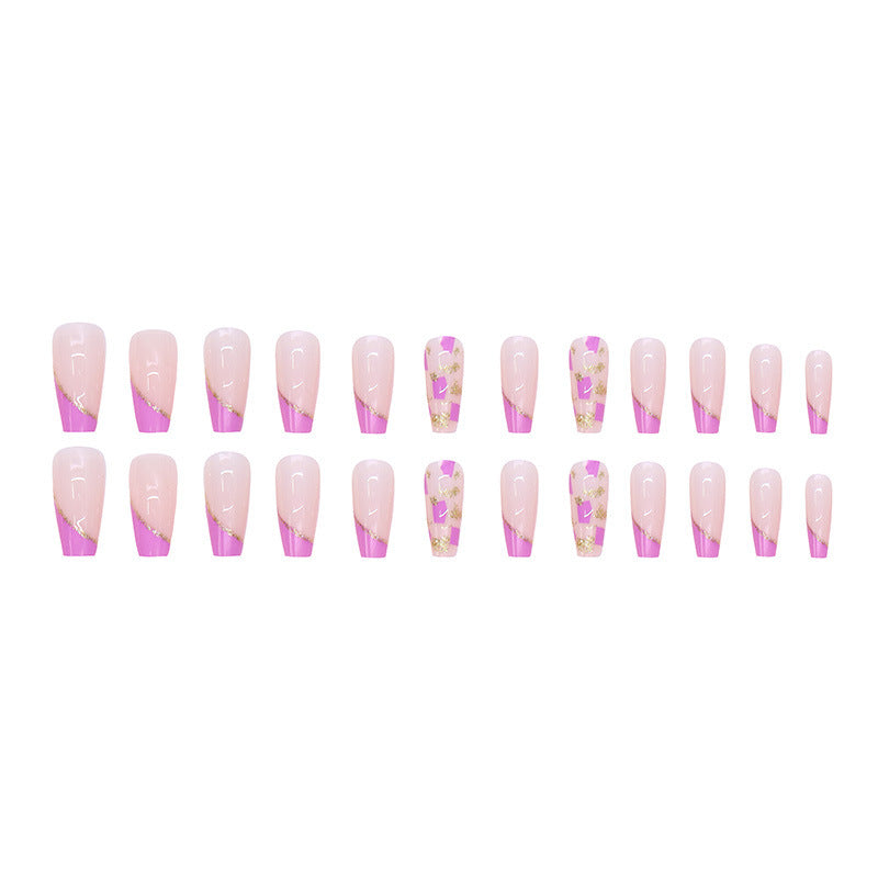 Purple minimalist gold foil manicure