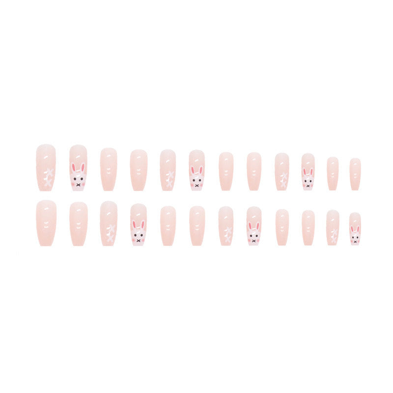 Cute cartoon rabbit long-style manicure