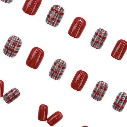 Vintage red and blue checkered nail polish