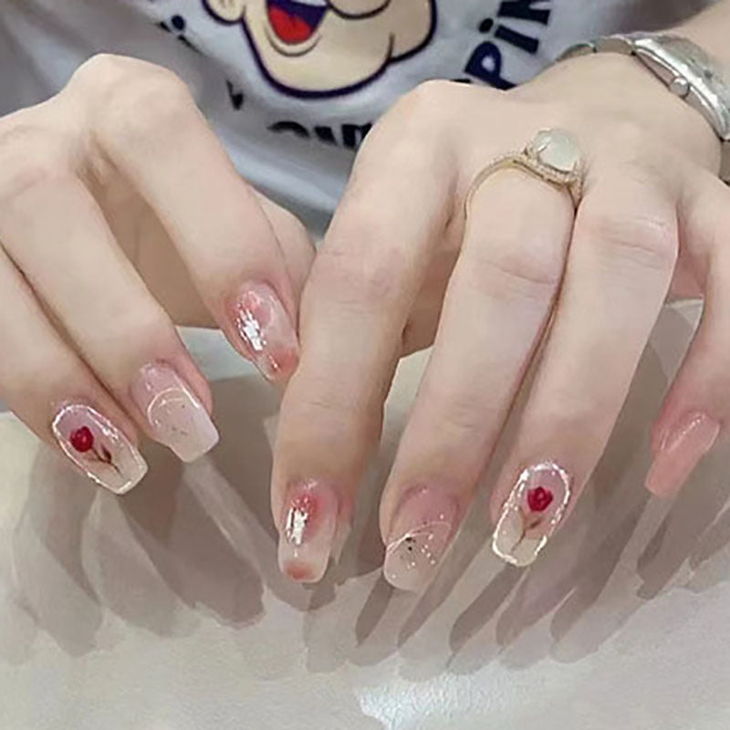 Sweet and fresh rose personalized nail art